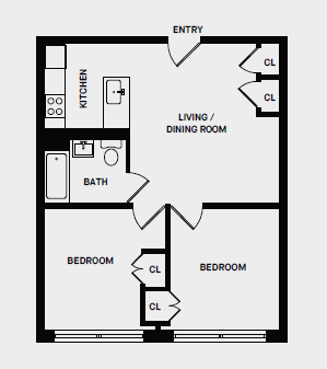 2 Bed 1 Bath